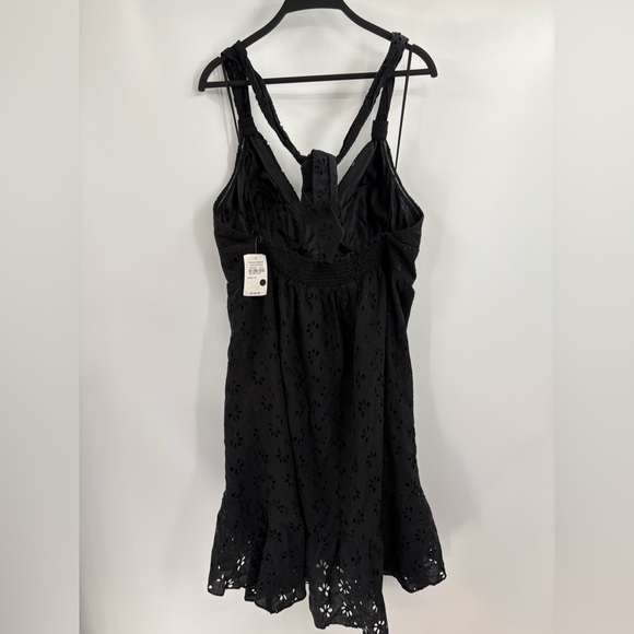 Oleg Cassini Halter Black Y2K beach Tie nack eyelet boho 90s 2000s dress 12 NWT - Picture 6 of 16